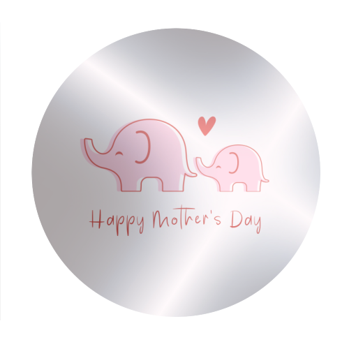 Happy Mother's Day - Cute Elephants Design - Circle Sticker by By Honey Studios