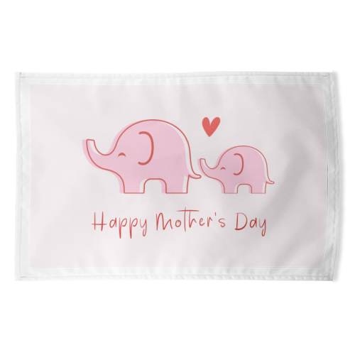 Happy Mother's Day - Cute Elephants Design - funny tea towel by By Honey Studios