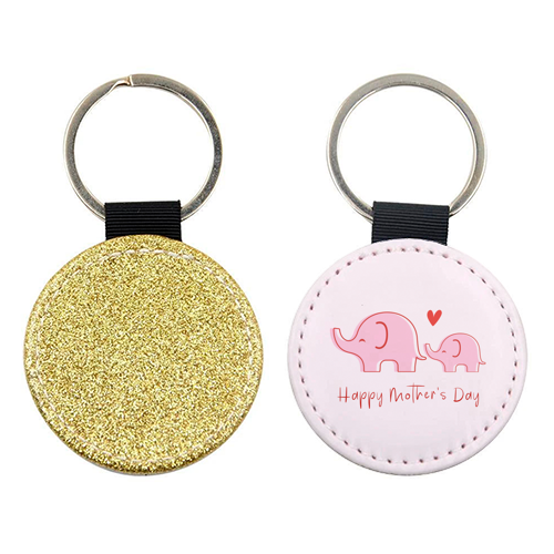 Happy Mother's Day - Cute Elephants Design - keyring by By Honey Studios