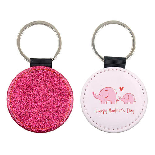 Happy Mother's Day - Cute Elephants Design - keyring by By Honey Studios