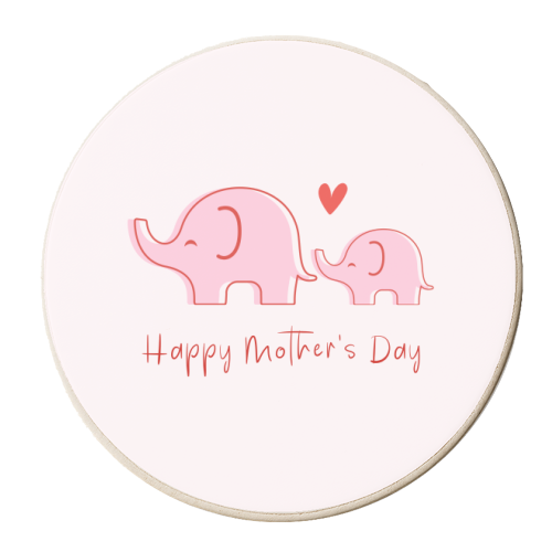 Happy Mother's Day - Cute Elephants Design - personalised beer coaster by By Honey Studios