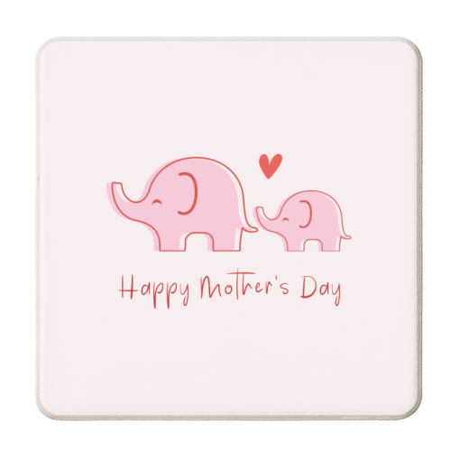 Happy Mother's Day - Cute Elephants Design - personalised beer coaster by By Honey Studios