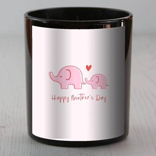 Happy Mother's Day - Cute Elephants Design - scented candle by By Honey Studios