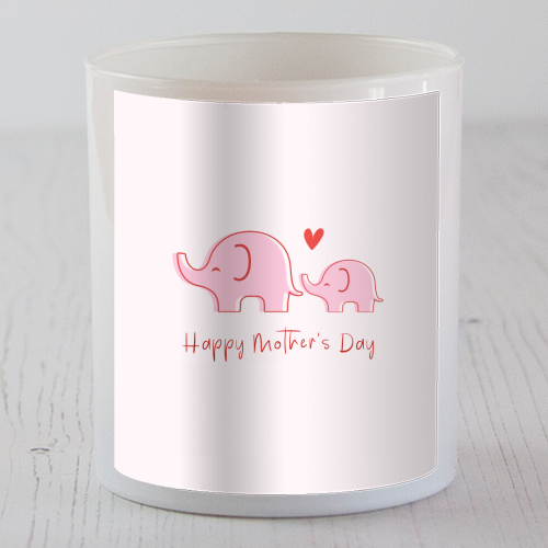 Happy Mother's Day - Cute Elephants Design - scented candle by By Honey Studios