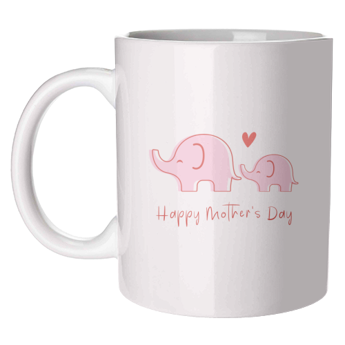 Happy Mother's Day - Cute Elephants Design - unique mug by By Honey Studios