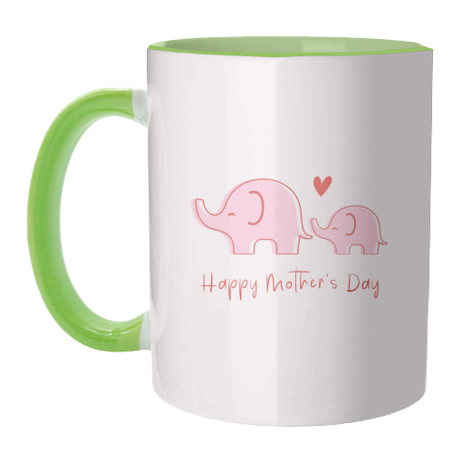 Happy Mother's Day - Cute Elephants Design - unique mug by By Honey Studios