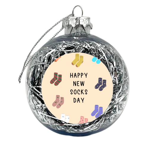 Happy New Socks Day - xmas bauble by Pink and Pip