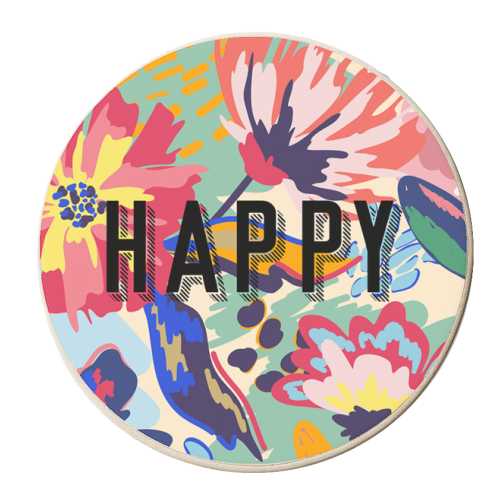 HAPPY - personalised beer coaster by The 13 Prints