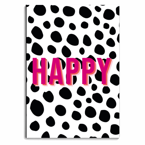 Happy Pink Polka Dot Typography Print - personalised A4, A5, A6 notebook by Kind of Simple Designs