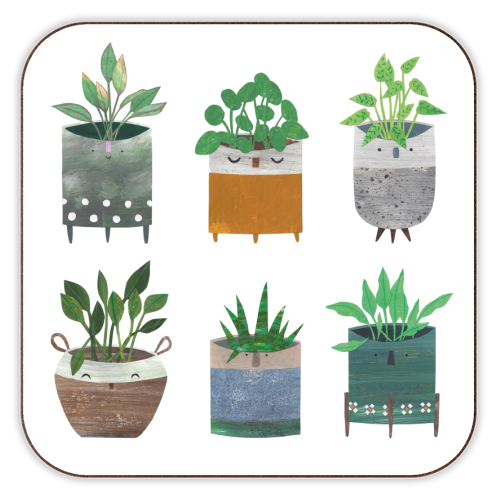 Happy Plant Pots - personalised beer coaster by Christina Carpenter