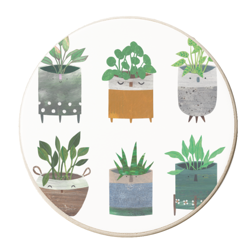 Happy Plant Pots - personalised beer coaster by Christina Carpenter