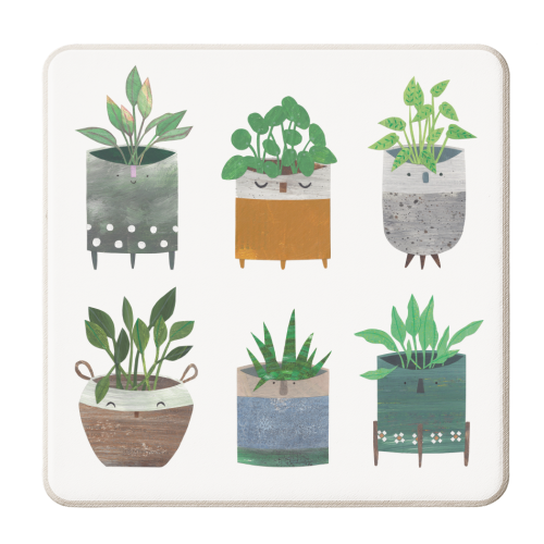 Happy Plant Pots - personalised beer coaster by Christina Carpenter