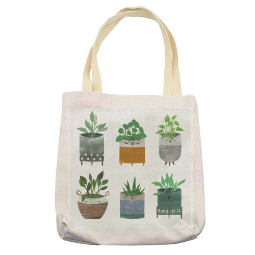 Happy Plant Pots - printed canvas tote bag by Christina Carpenter