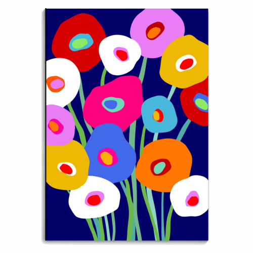 Happy Pop Floral Bouquet on Blue - personalised A4, A5, A6 notebook by Dominique Vari