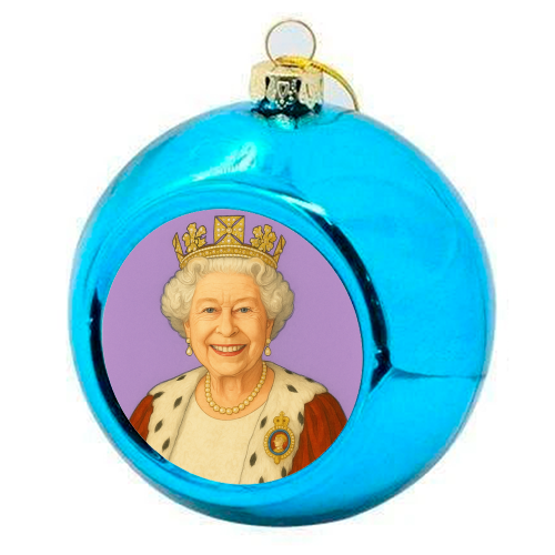 Happy Queen Elizabeth II - colourful christmas bauble by AP