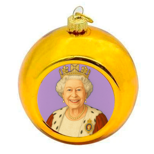 Happy Queen Elizabeth II - colourful christmas bauble by AP