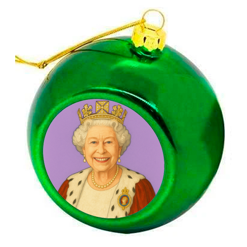 Happy Queen Elizabeth II - colourful christmas bauble by AP