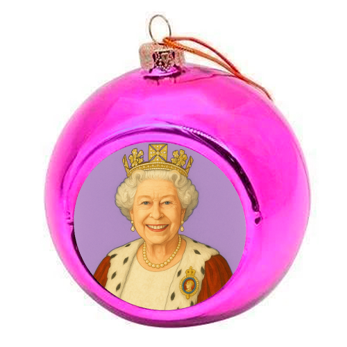 Happy Queen Elizabeth II - colourful christmas bauble by AP