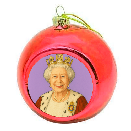 Happy Queen Elizabeth II - colourful christmas bauble by AP