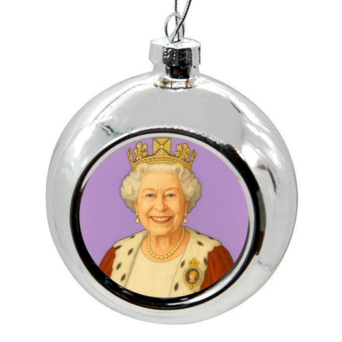 Happy Queen Elizabeth II - colourful christmas bauble by AP