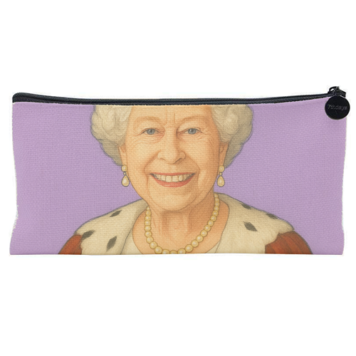 Happy Queen Elizabeth II - flat pencil case by AP