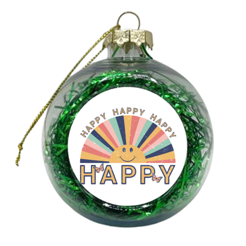 Happy Retro Smiling Sunrise - Boho Graphic Design - xmas bauble by InspiredImages