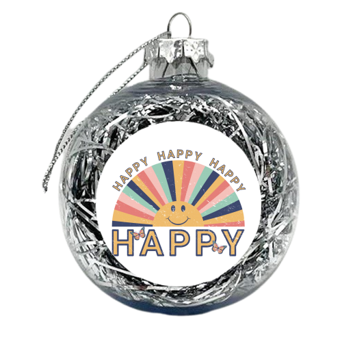 Happy Retro Smiling Sunrise - Boho Graphic Design - xmas bauble by InspiredImages