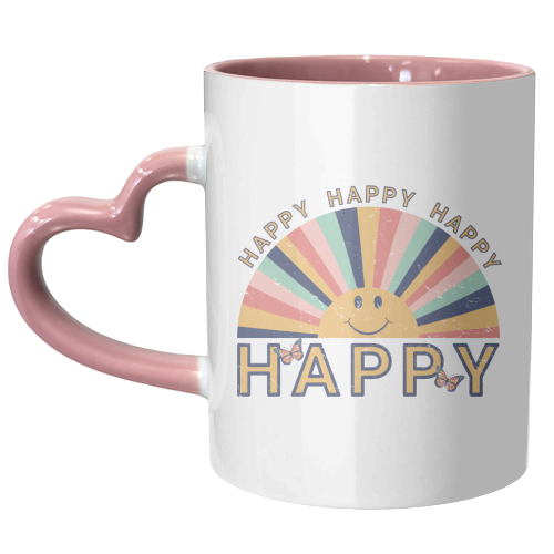 Happy Retro Smiling Sunrise - Boho Graphic Design - unique mug by InspiredImages