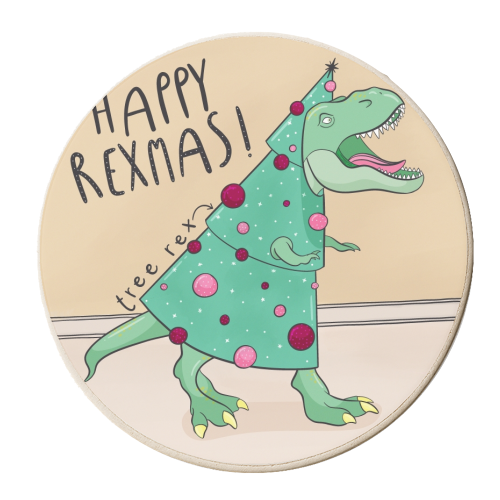 Happy Rexmas - personalised beer coaster by Alice Palazon