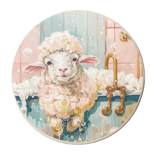 Happy Sheep - personalised beer coaster by DejaReve