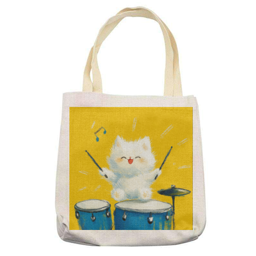 Happy song - printed canvas tote bag by DejaReve