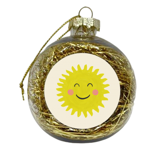 Happy Sun smiley face - xmas bauble by Catalina Williams