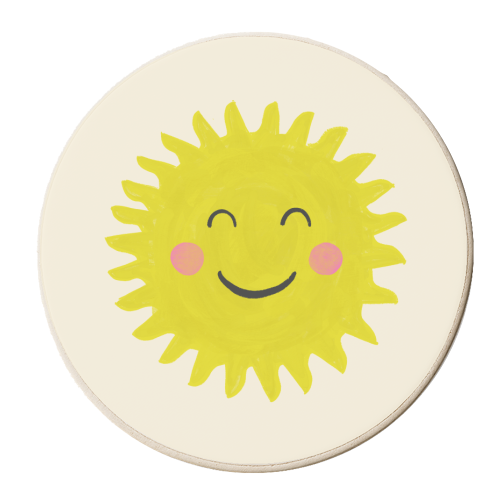 Happy Sun smiley face - personalised beer coaster by Catalina Williams