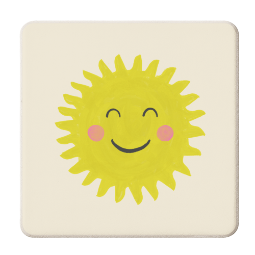 Happy Sun smiley face - personalised beer coaster by Catalina Williams