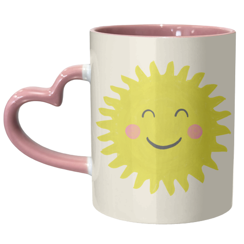 Happy Sun smiley face - unique mug by Catalina Williams