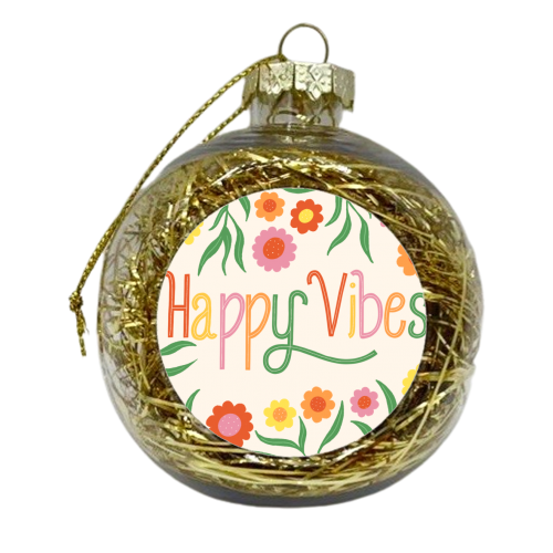 Happy vibes - xmas bauble by Katie Brookes