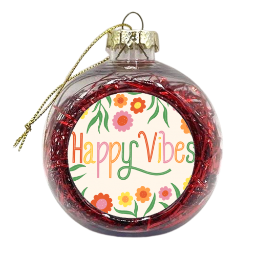 Happy vibes - xmas bauble by Katie Brookes