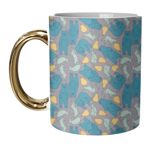 Hare, bear, pear - unique mug by Emma Russell