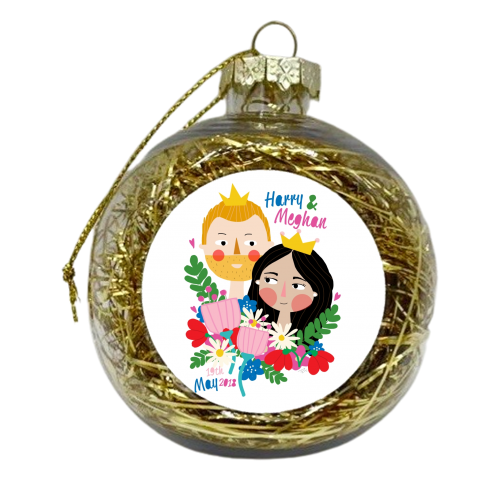 Harry And Meghan - xmas bauble by Nichola Cowdery