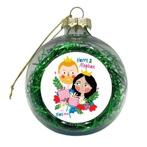 Harry And Meghan - xmas bauble by Nichola Cowdery