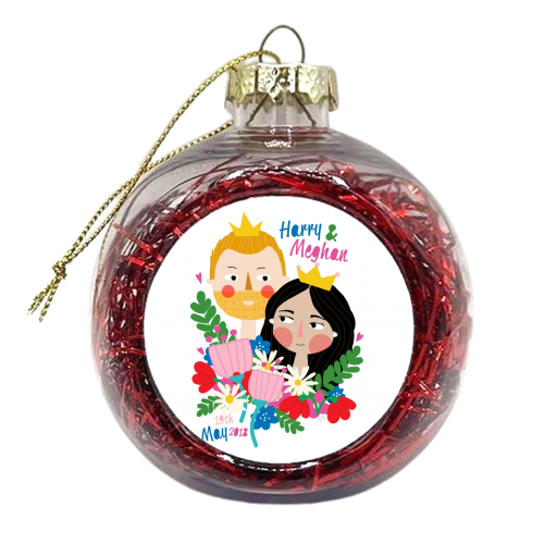 Harry And Meghan - xmas bauble by Nichola Cowdery