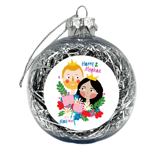 Harry And Meghan - xmas bauble by Nichola Cowdery
