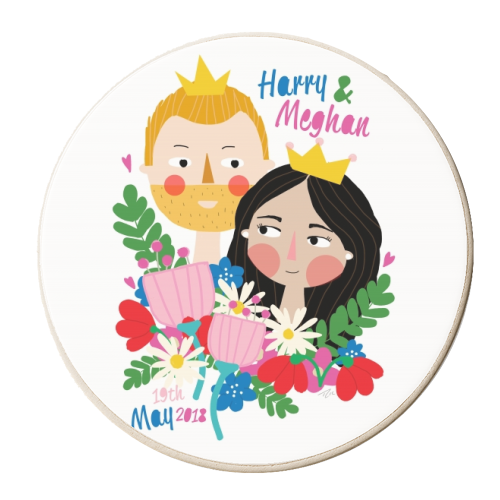 Harry And Meghan - personalised beer coaster by Nichola Cowdery