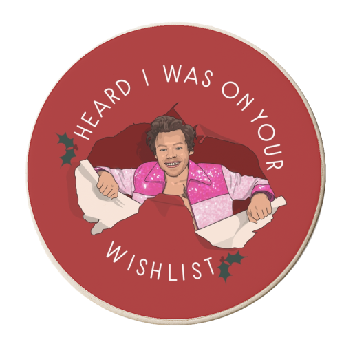 Harry Christmas unwrapped - personalised beer coaster by The Girl Next Draw