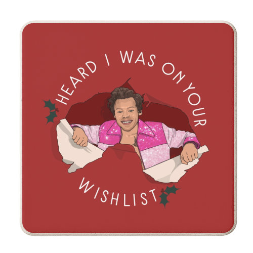 Harry Christmas unwrapped - personalised beer coaster by The Girl Next Draw