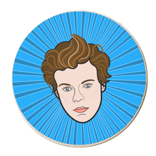 Harry Portrait (blue burst) - personalised beer coaster by Adam Regester
