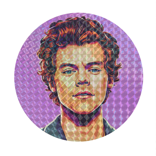 Harry Portrait on a Purple Background - Circle Sticker by David Bond