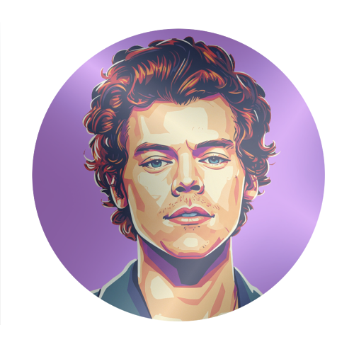 Harry Portrait on a Purple Background - Circle Sticker by David Bond