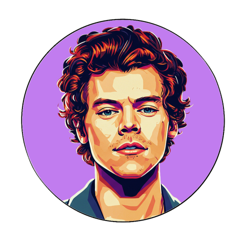 Harry Portrait on a Purple Background - Circle Sticker by David Bond