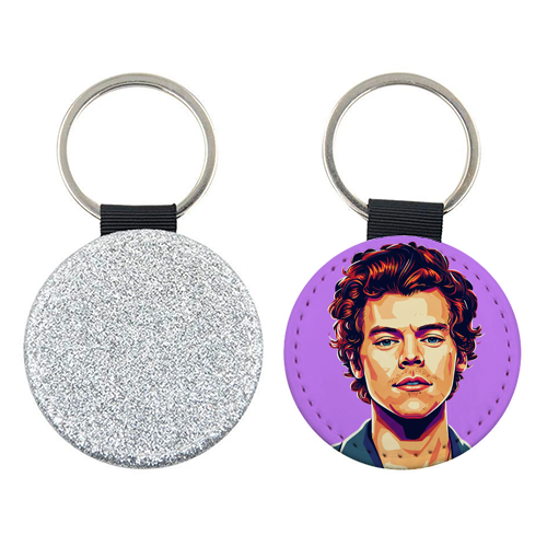 Harry Portrait on a Purple Background - keyring by David Bond